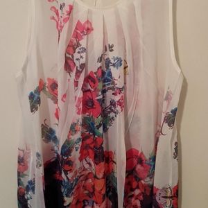 Sushi Flower Women's Floral Printed Sleeveless Top Size XL